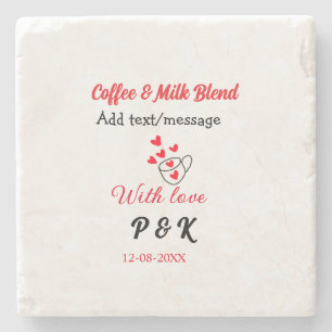 Kaffee & Milch mischen Liebe Paar Kaffee rotes Her Steinuntersetzer