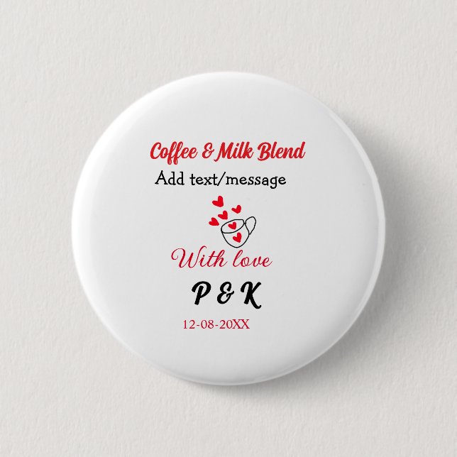 Kaffee & Milch Mischung Liebe Pärchen Kaffeehaus R Button (Vorderseite)