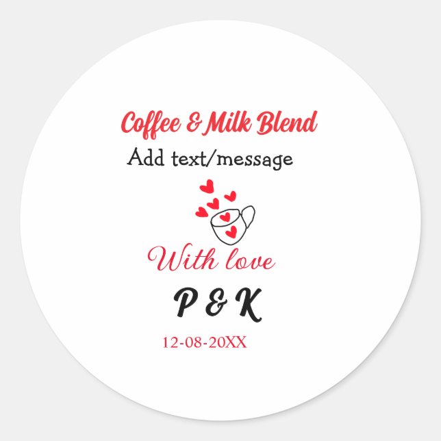 Kaffee & Milch Mischung Liebe Pärchen Kaffeehaus R Runder Aufkleber (Vorderseite)