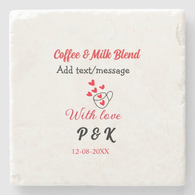 Kaffee & Milch Mischung Liebe Pärchen Kaffeehaus R Steinuntersetzer (Vorderseite)