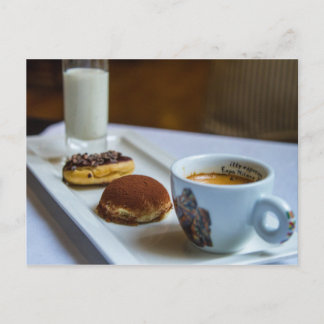 Kaffee Milchgebäck Heiße Kakaopostkarte Postkarte