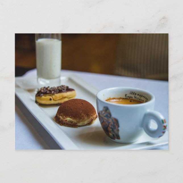 Kaffee Milchgebäck Heiße Kakaopostkarte Postkarte (Vorderseite)