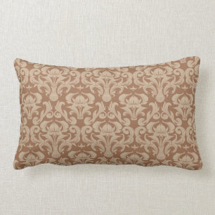 Kaffee mit Creme, Brown und Taupe-Damast Lendenkissen