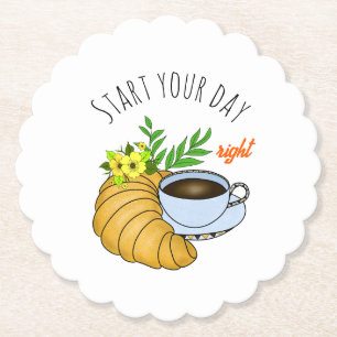 Kaffee mit Croissant Untersetzer