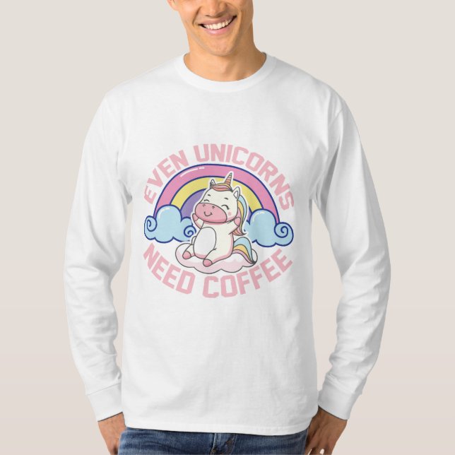Kaffee mit Einhorn T-Shirt (Vorderseite)