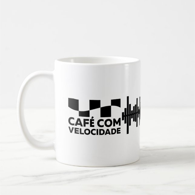 Kaffee mit Geschwindigkeit - Weißer klassischer Kaffeetasse (Links)