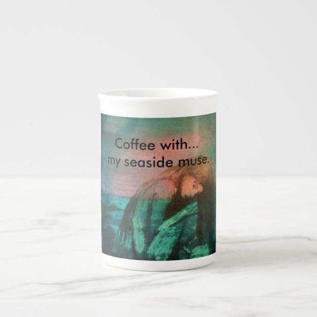"Kaffee mit… meinem Küstenmusen. " Prozellantasse (Vorderseite)