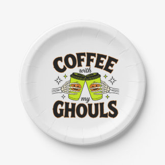 Kaffee mit meinen Ghulen Lustiger Halloween-Kaffee Pappteller