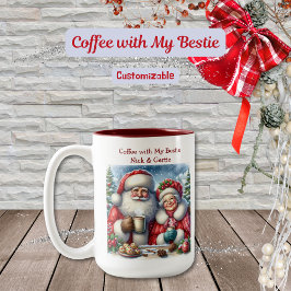 Kaffee mit meiner Bestie-Kaffee-Tasse Zweifarbige Tasse