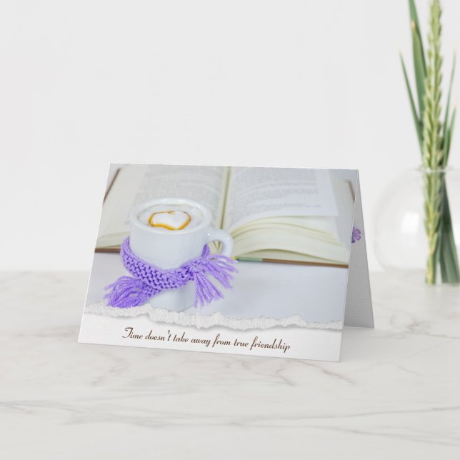 Kaffee mit offenem Buch Karte (Vorderseite)