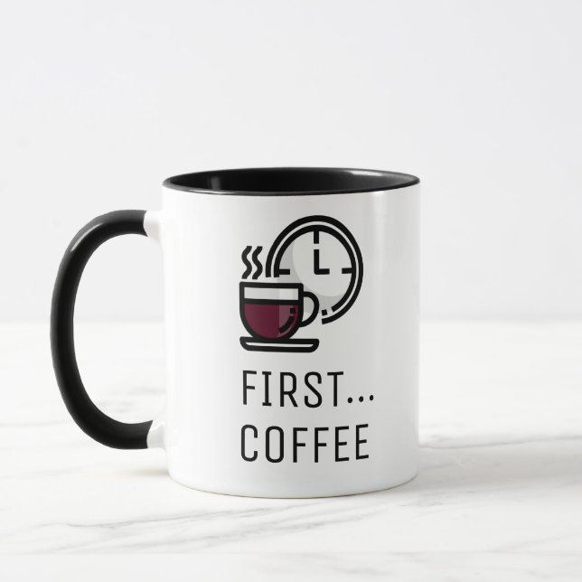 Kaffee mit Retro-Uhr und Kaffee-Cup Tasse (Links)