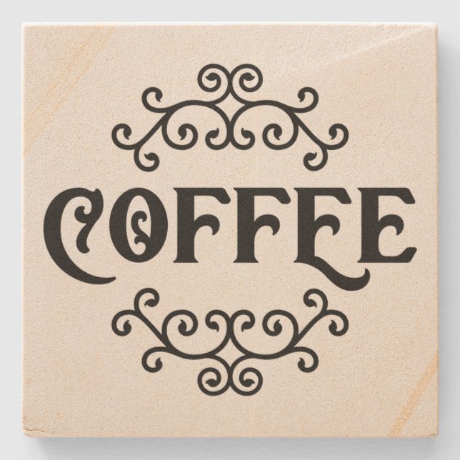 Kaffee mit Scroll - Untersetzer aus Stein (Vorderseite)