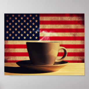 Kaffee mit US-Flagge Poster