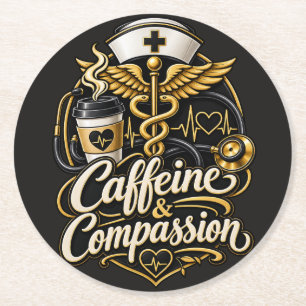 Kaffee & Mitgefühl Lustiges Geschenk für Krankensc Runder Pappuntersetzer
