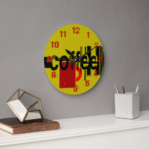 Kaffee-Moderne-Minimalistischer-Nummernuhr Große Wanduhr