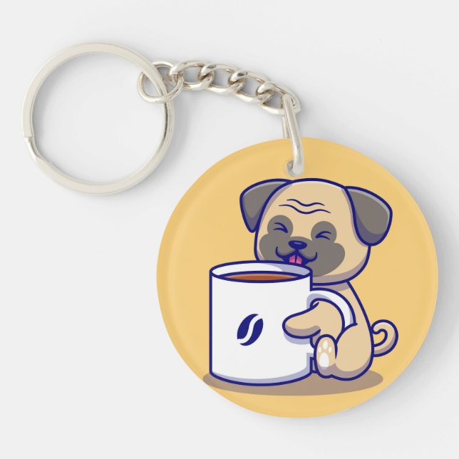 Kaffee-Mops Schlüsselanhänger (Vorderseite)