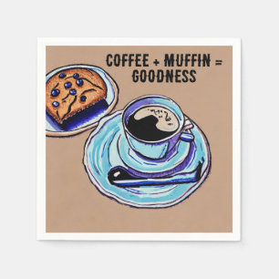 "Kaffee + Muffin = Güte" Whimsical Coffee Serviette
