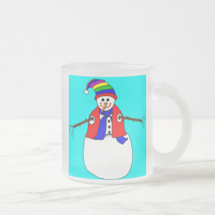 KAFFEE MUGS - MATTIERTES GLAS - CHRISTMAS SNOWMAN MATTGLASTASSE