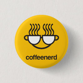Kaffee-Nerdgelb Knopf-Button Button