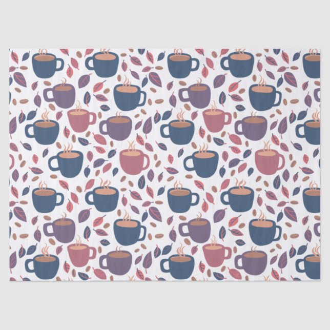 Kaffee Niedliches Muster Pastel farbenfrohe Gesche Seidenpapier (Vorderseite)