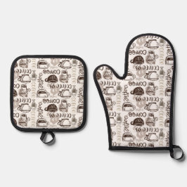 Kaffee Ofenhandschuh & Topflappen-Set