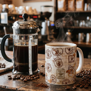 Kaffee-Pass Vintage-Stempel Kaffeetasse