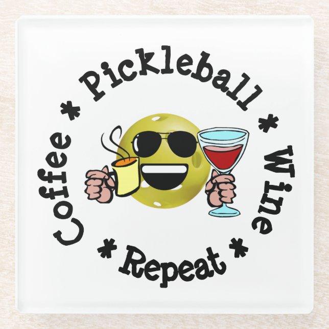 Kaffee, Pickleball, Wein, Pickleball Addict wieder Glasuntersetzer (Vorderseite)