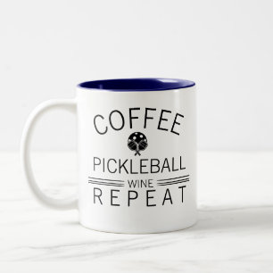 Kaffee Pickleball Wein Wiederholung Lustiger Sport Zweifarbige Tasse