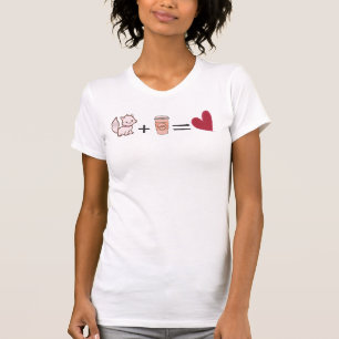 Kaffee Plus Katze Gleich Herz T-Shirt