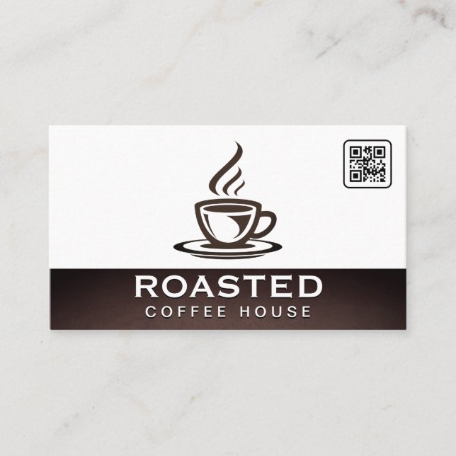 Kaffee-Pokal-Steaming | QR Code Business Card Visitenkarte (Vorderseite)