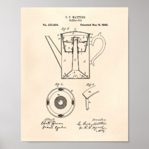 Kaffee Pot 1880 Patent Art Old Peper Poster