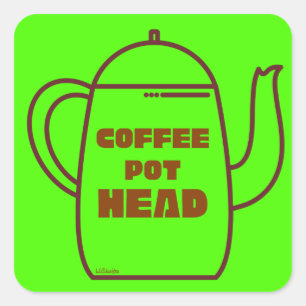 KAFFEE POT HEAD lustige Kaffee Pub Geschenk Idee Quadratischer Aufkleber