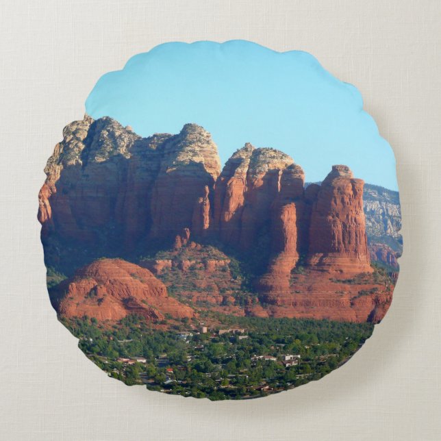 Kaffee Pot Rock I in Sedona Rundes Kissen (Vorderseite)