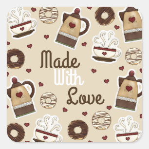 Kaffee Pot und Cup Quadratischer Aufkleber