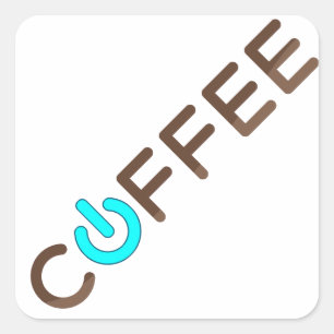 Kaffee Power (blau) Quadratischer Aufkleber