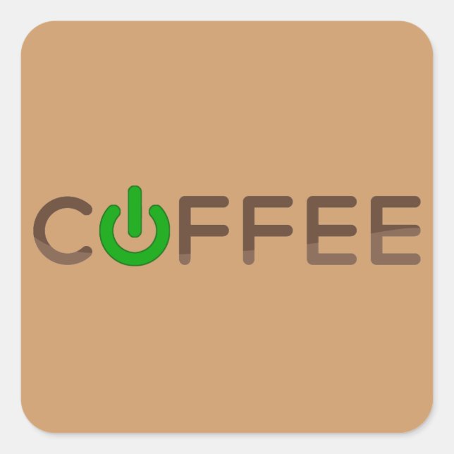 Kaffee Power (grün) Quadratischer Aufkleber (Vorderseite)