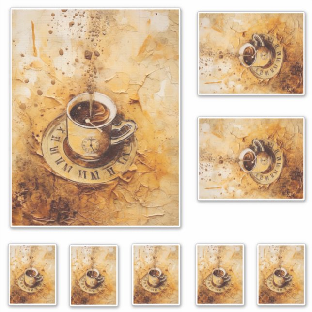 Kaffee Power Up Time Aufkleber (Vorderseite)