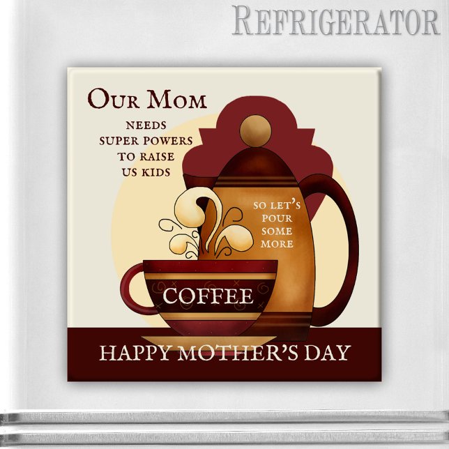 Kaffee Power Vintag Muttertagsmagnet Magnet (Magnet featuring a coffee themed retro design. A lovely gift for Mother's Day)