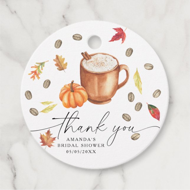 Kaffee Pumpkin Danke Brautparty Geschenkanhänger (Vorderseite)