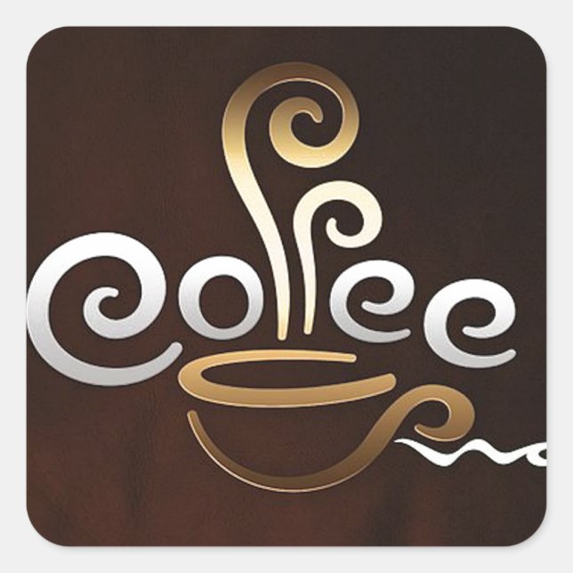 Kaffee Quadratischer Aufkleber (Vorderseite)