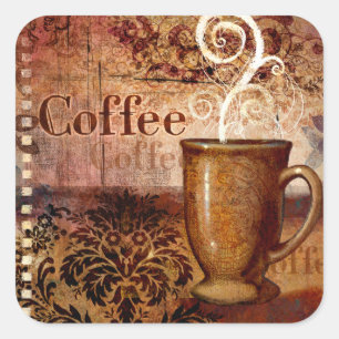 Kaffee Quadratischer Aufkleber