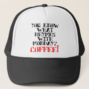 Kaffee reimt sich auf Montag Lustige Ball Cap Mütz Truckerkappe
