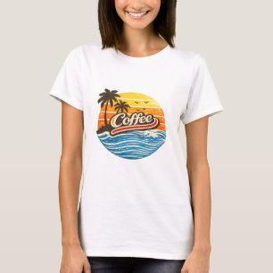 Kaffee Retro Sonnenuntergang Design T-Shirt