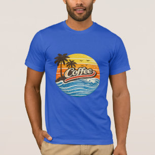 Kaffee Retro Sonnenuntergang Design T-Shirt