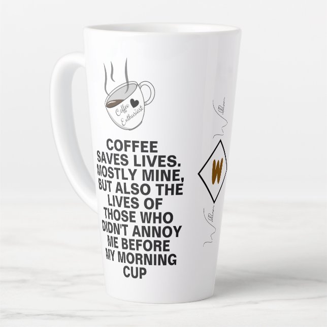 Kaffee Rette Leben Meme | Maßgeschneiderte Preisli Milchtasse (Linke Ecke)