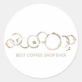 KAFFEE Rings BEST KAFFEE SHOP JE Brown White Fun Runder Aufkleber