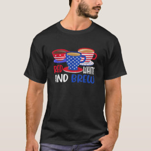 Kaffee rot weiß und braun 4. Juli Patriotische Wo T-Shirt