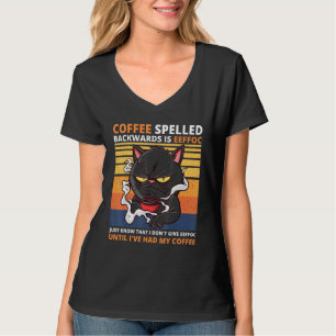 Kaffee rückwärts geschrieben ist Eeffoc Black Cat  T-Shirt