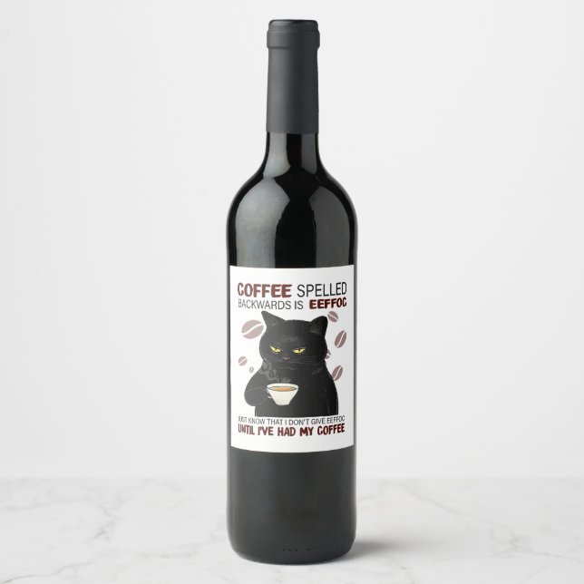 Kaffee rückwärts geschrieben ist Eeffoc einfach wi Weinetikett (Vorderseite)