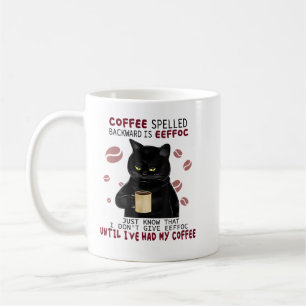 Kaffee rückwärts geschrieben ist Eeffoc Funny Cats Kaffeetasse